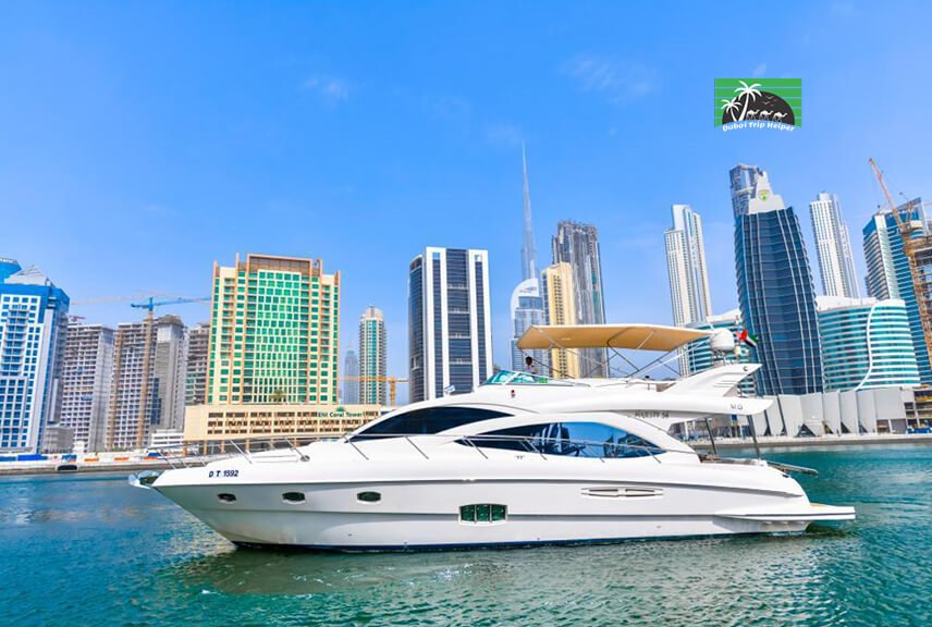 majesty 60 feet luxury yacht standing in the middle of Dubai Marina yacht Club