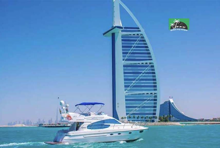 luxury yacht with the view of burj al arab